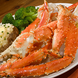 Alaskan King Crab leg plated dinner